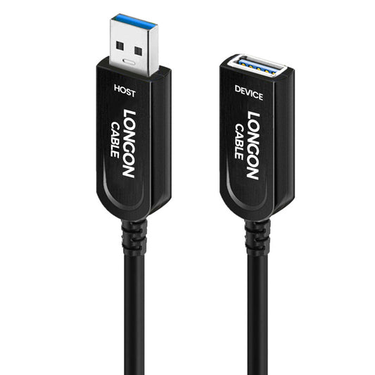 LONGON CABLE AOC USB3.1 Type A Male to Female Optical Fiber Extension Cable 10Gbps 5m 10m 15m 50m For USB KVM Extension Remote Desktop USB Cable LG024