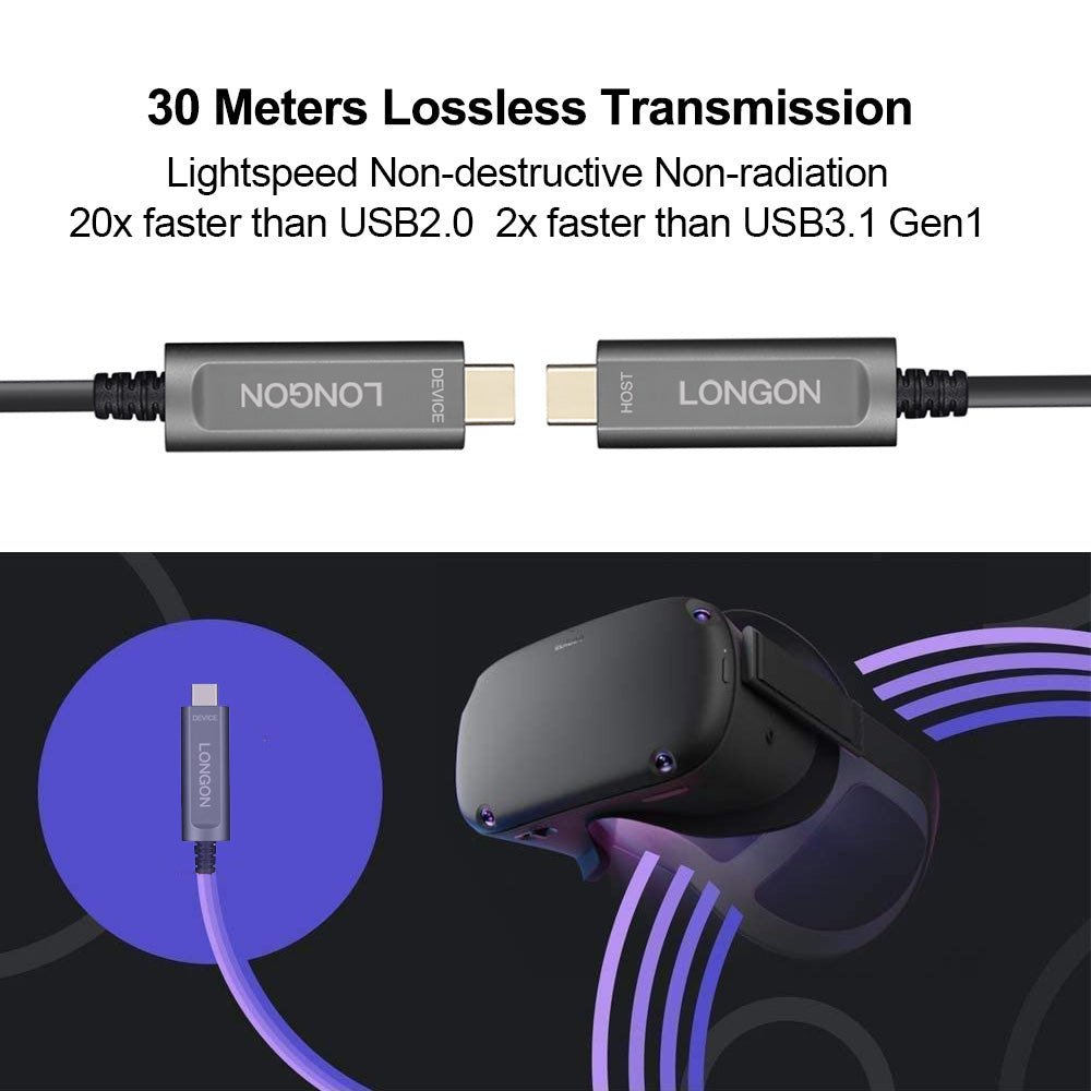 Cable for Oculus Quest 1/2 USB3.0 A to C Link Cable Up to 5Gbps PC